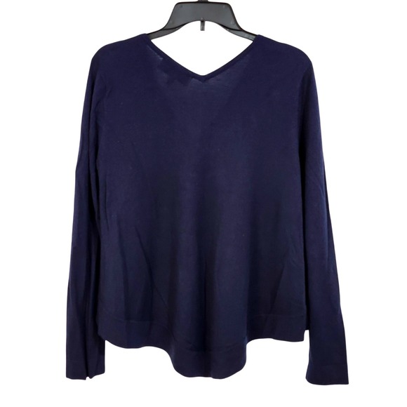 Derek Lam 10 Crosby Ventura V-Neck Sweater Medium Navy Wool Silk Cashmere - Picture 2 of 9